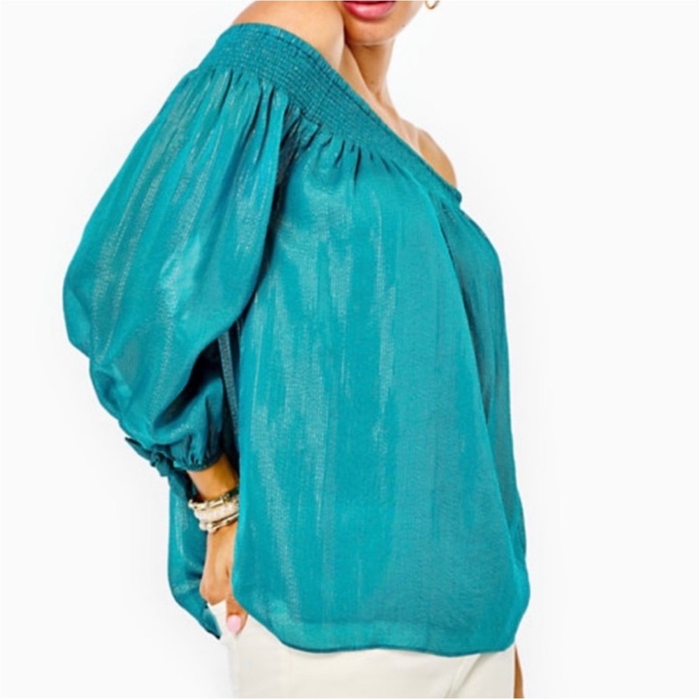 Lilly Pulitzer Maryellen Off-The-Shoulder Top - Valencia Teal